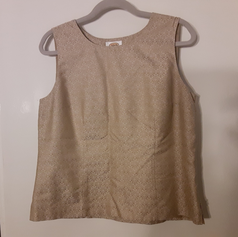 Talbots tan Brocade silk blouse size 14